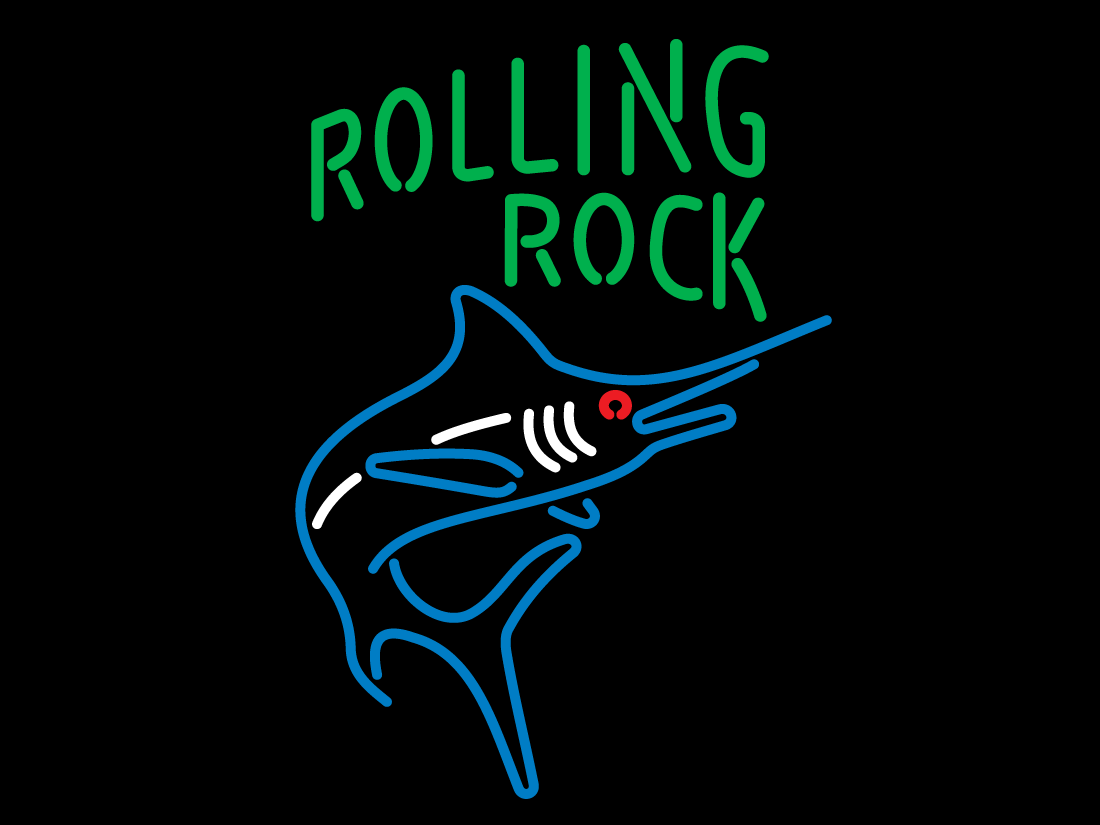 rolling rock neon sign jake welsh graphic design web design